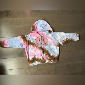 *Vintage* Denny’s! Tie-Dye Kids Zip Hoodie with Smiley Patch